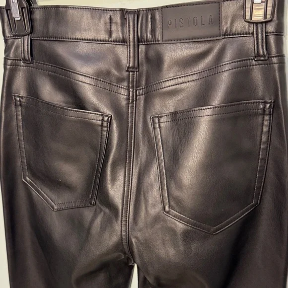 PISTOLA Black faux Leather pants Size 24 - Picture 6 of 11